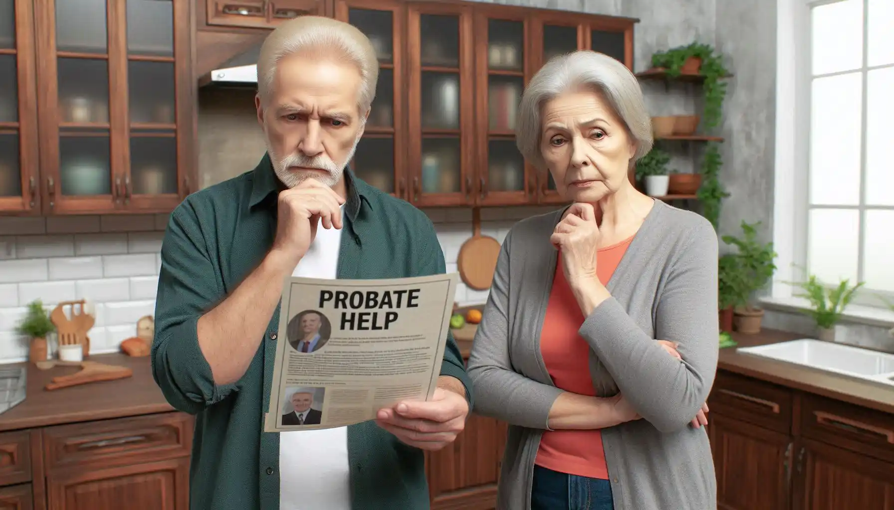 Probate Help Couple reading a probate flyer
